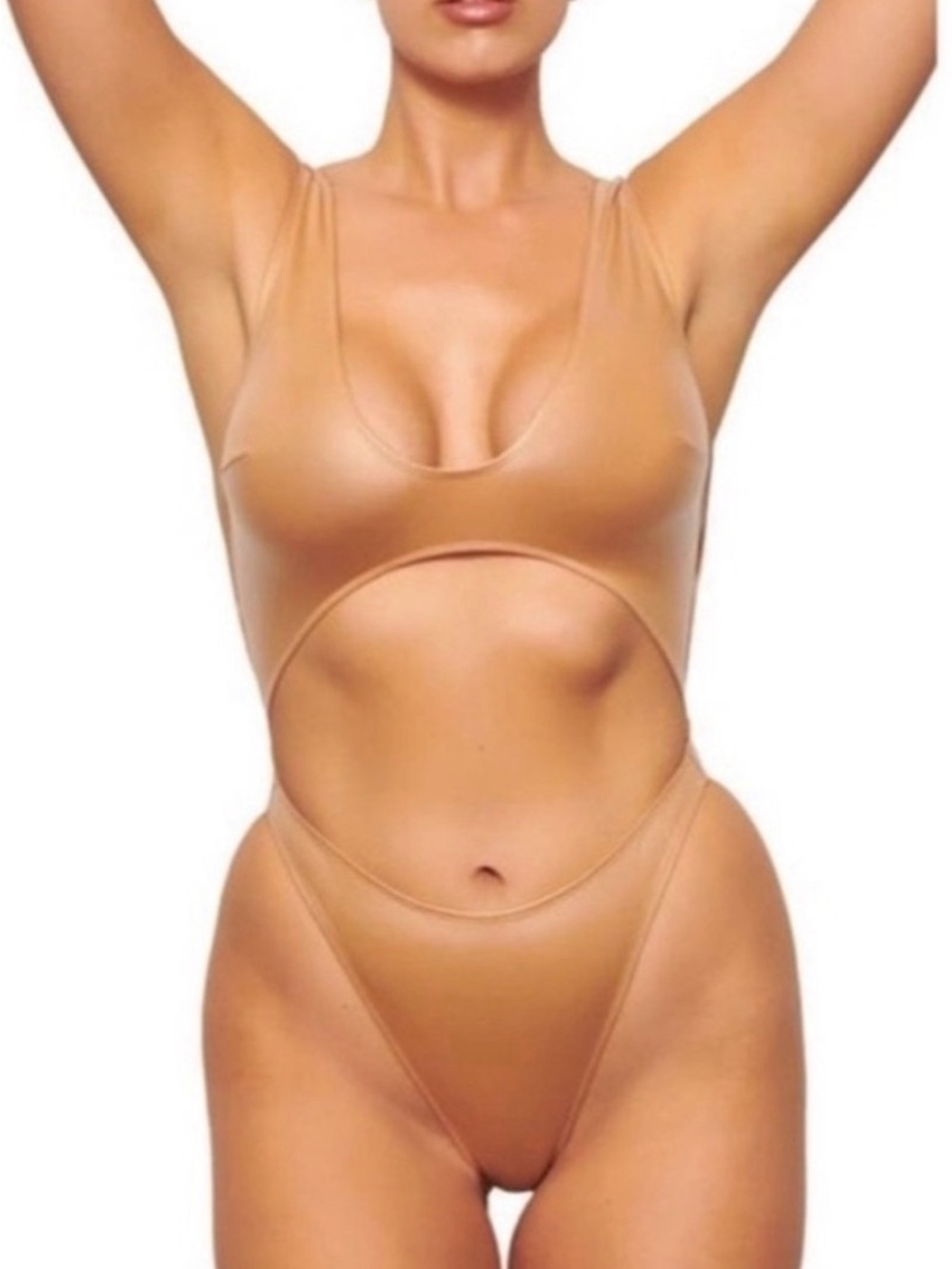 NWT Skims (M) Wet Jersey Cutout Bodysuit Ochre